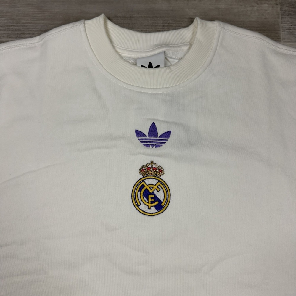 Adidas Real Madrid 25/26 LFSTLR Crew Sweatshirt Men's Large White KC7789 NWT